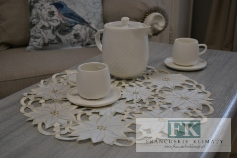 SERWETKA BIEŻNIK HAFTOWANY HAFT DEKORACYJNY fi 40CM PROWANSJA FRANCJA