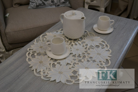 SERWETKA BIEŻNIK HAFTOWANY HAFT DEKORACYJNY fi 40CM PROWANSJA FRANCJA