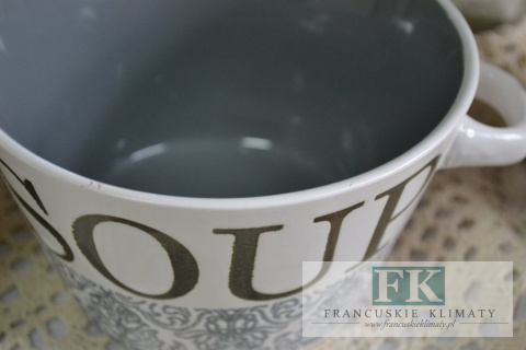 BULIONÓWKA SOUP WYS. 8 CM SZARA styl francuski, shabby, vintage