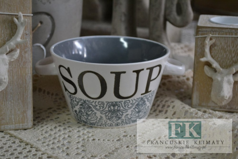 BULIONÓWKA SOUP WYS. 8 CM SZARA styl francuski, shabby, vintage