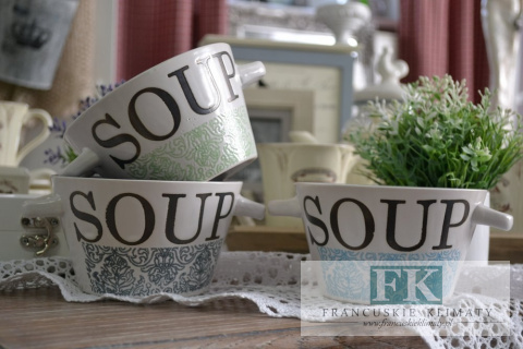 BULIONÓWKA SOUP WYS. 8 CM ZIELONA styl francuski, shabby, vintage