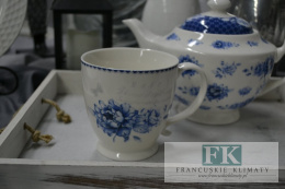 KOLEKCJA BLUE FLOWER KUBEK biało niebieskI HAMPTON