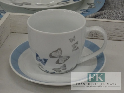 KOLEKCJA MOTYL FILIŻANKA+SPODEK poj. 240ml. styl francuski, shabby, vintage KOLEKCJA MOTYL FILIŻANKA+SPODEK poj. 240ml. styl francuski, shabby, vintage