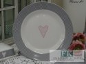 KOLEKCJA PINK HEART TALERZ PŁASKI śr. 26,5 cm styl francuski, shabby, vintage