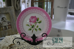 KOLEKCJA PINK ROSE TALERZ FI. 19 CM styl francuski, shabby, vintage