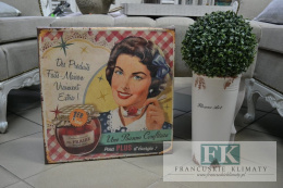 OBRAZ NA PŁÓTNIE DAMA Z KONFITURĄ 45X45 RETRO VINTAGE SHABBY CHIC