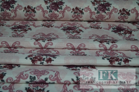 TKANINA ZASŁONOWA OBRUSOWA SZER 140 CM ornament z różą