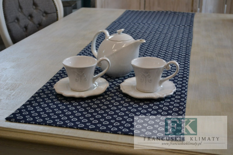 BIEŻNIK DEKORACYJNY 40x140 SERCA FRANCUSKI SIELANKA