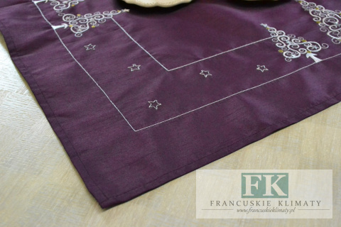 BIEŻNIK haftowany ŚWIĄTECZNY 85X85 FIOLET CHOINKI BIEŻNIK haftowany ŚWIĄTECZNY 85X85 FIOLET CHOINKI