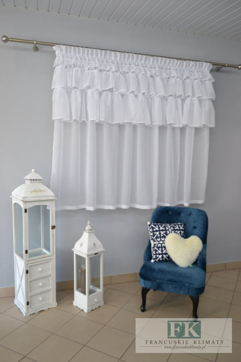PROWANSJA FIRANA Z FALBANAMI , 3 FALBANY , retro vintage BATYST 300/160 CM