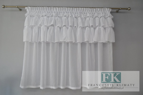 PROWANSJA FIRANA Z FALBANAMI , 3 FALBANY , retro vintage BATYST 300/160 CM