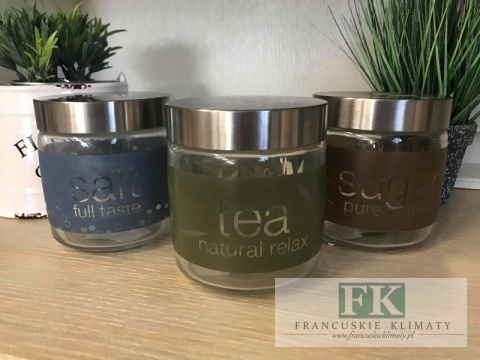 SŁOIK POJEMNIK KUCHENNY SZKLANY TEA NA HERBATĘ