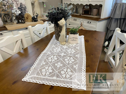 BIEŻNIK NICIANY SZYDEŁKO 50/100 BIEL , BAWEŁNA tkany klockowo SZYDEŁKOWY