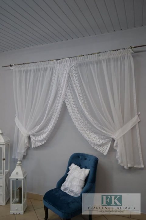FIRANA PODWIĄZYWANA SARA 170/400 , TIUL HAFT GIPIURA , PROWANSJA , SHABBY , VINTAGE , RETRO