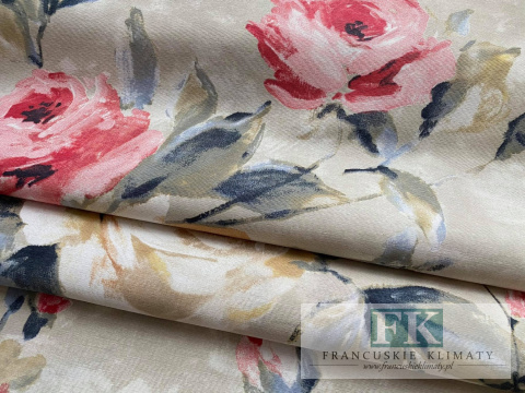 KUPON TKANINA 110 cm x140 cm KWIATY PASTLOWE OKAZJA