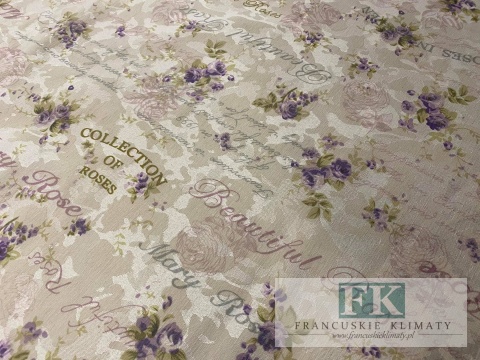 KUPON TKANINA 133 cm x 140 cm KWIATUSZKI FIOLET OKAZJA