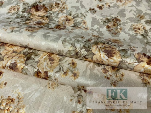 KUPON TKANINA 150 cm x 140 cm KWIATY MIDOWE POŁYSK OKAZJA