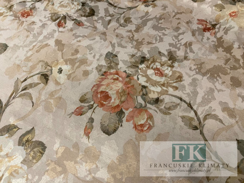 KUPON TKANINA 170 cm x 140 cm KWIATY POMARAŃCZOWE POŁYSK OKAZJA