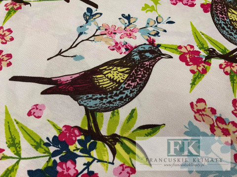 KUPON TKANINA 190 cm x 180 cm KWIATY PTAKI OKAZJA