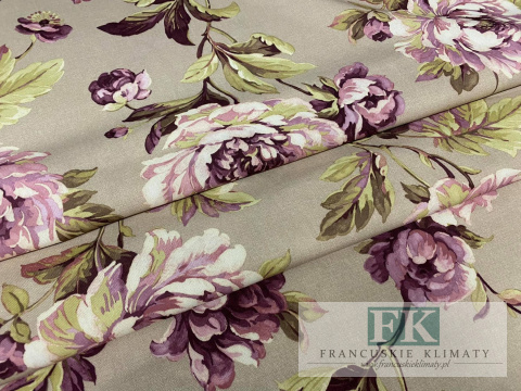 KUPON TKANINA 235 cm x 160 cm KWIATY FIOLET OKAZJA