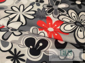 KUPON TKANINA 400 cm x 160 cm KWIATY BLACK RED WHITE OKAZJA