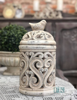 LAMPION - LATARNIA 29,5 CM betonowy z pokrywką w stylu francuskim , shabby , prowansja