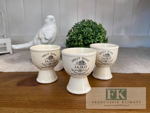 JAJECZNIK , kieliszek na jajko CERAMICZNY 7 CM SWEET HOME SIELANKA WIELKANOC