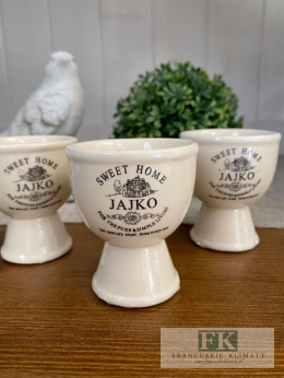 JAJECZNIK , kieliszek na jajko CERAMICZNY 7 CM SWEET HOME SIELANKA WIELKANOC