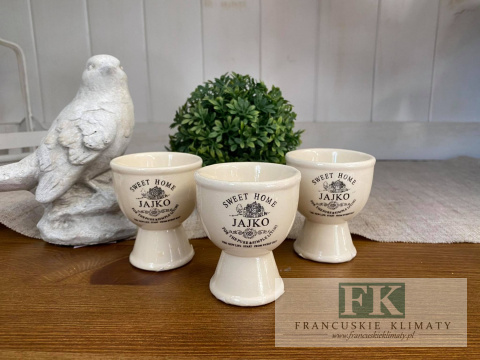 JAJECZNIK , kieliszek na jajko CERAMICZNY 7 CM SWEET HOME SIELANKA WIELKANOC