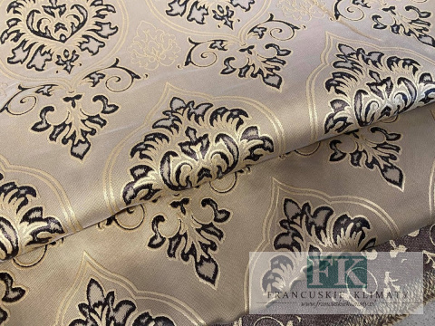 TKANINA MATERIAŁ DWUSTRONNY ORNAMNET LOFT VINTAGE ZASŁONY OBRUSY 290 cm VENGE BEŻ ZŁOTO
