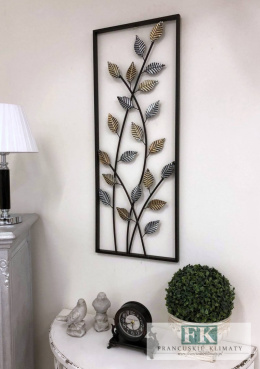 DEKORACJA OBRAZ METAL LIŚCIE 91X36 CM