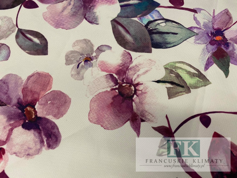 KUPON TKANINA 100cm x 160 cm KWIATY FIOLET RÓŻ OKAZJA