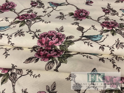 KUPON TKANINA 195 CM X 180 CM PTASZKI MOTYLKI OKAZJA