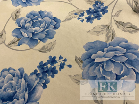 TKANINA KUPON 415 CM X160 CM NIEBIESKIE RÓŻE OKAZJA