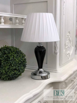 CUDOWNA LAMPA czarna SREBRNA GLAMOUR WYS. 43 CM HAMPTON