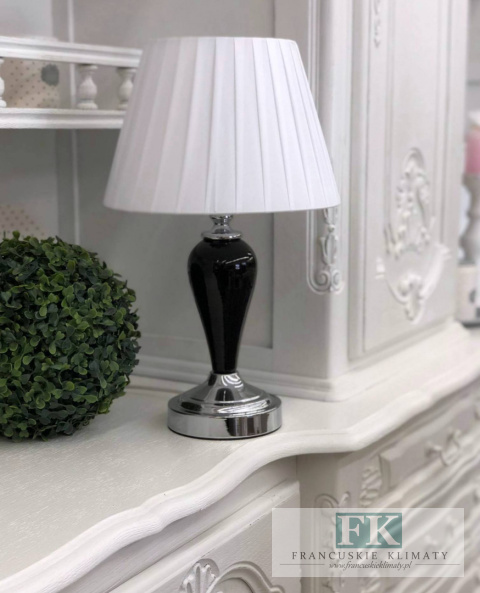 CUDOWNA LAMPA czarna SREBRNA GLAMOUR WYS. 43 CM HAMPTON
