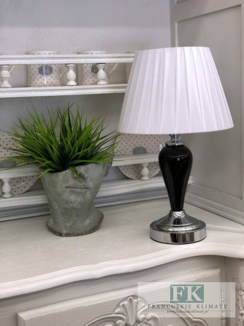 CUDOWNA LAMPA czarna SREBRNA GLAMOUR WYS. 43 CM HAMPTON