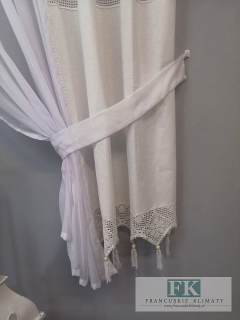 KPL OKIENNY PROWANSJA firana boki NATURA BAWEŁNA KORONKA ETAMINA