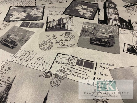 KUPON TKANINA 80X290 LONDYN ZNACZKI OKAZJA