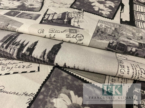 KUPON TKANINA 80X290 LONDYN ZNACZKI OKAZJA