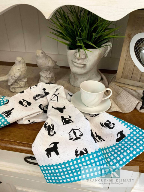 ŚCIERCZKA 65X50 ŚCIERKA KUCHENNA 100% BAWEŁNA ZODIAK TURKUS ŚCIERCZKA 65X50 ŚCIERKA KUCHENNA 100% BAWEŁNA ZODIAK TURKUS