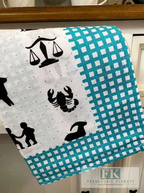 ŚCIERCZKA 65X50 ŚCIERKA KUCHENNA 100% BAWEŁNA ZODIAK TURKUS ŚCIERCZKA 65X50 ŚCIERKA KUCHENNA 100% BAWEŁNA ZODIAK TURKUS