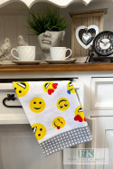 ŚCIERECZKA ŚCIERKA 65X50 KUCHENNA EMOTKI SIWE 100% BAWEŁNA ŚCIERECZKA ŚCIERKA 65X50 KUCHENNA EMOTKI SIWE 100% BAWEŁNA