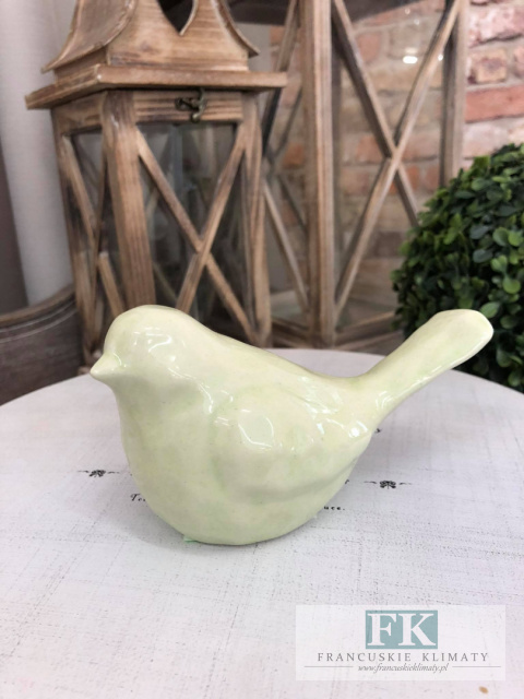 FIGURKA ZIELONY PTASZEK 13 CM SHABBY VINTAGE