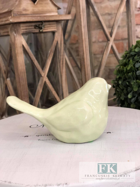 FIGURKA ZIELONY PTASZEK 13 CM SHABBY VINTAGE