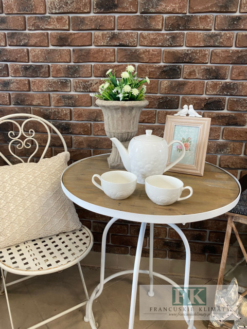 STOLIK METALOWY Z DREWNIANYM BLATEM 77 cm