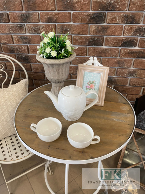 STOLIK METALOWY Z DREWNIANYM BLATEM 77 cm