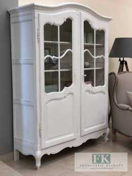 FRANCUSKI KREDENS BIBLIOTEKA witryna DĄB szer. 136,5 cm biały SHABBY PROWANSJA vintage