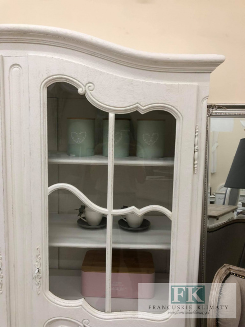 FRANCUSKI KREDENS BIBLIOTEKA witryna DĄB szer. 136,5 cm biały SHABBY PROWANSJA vintage FRANCUSKI KREDENS BIBLIOTEKA witryna DĄB szer. 136,5 cm biały SHABBY PROWANSJA vintage