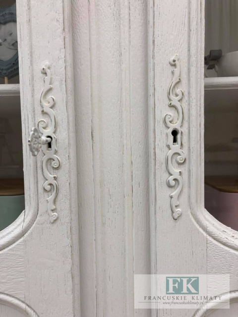 FRANCUSKI KREDENS BIBLIOTEKA witryna DĄB szer. 136,5 cm biały SHABBY PROWANSJA vintage FRANCUSKI KREDENS BIBLIOTEKA witryna DĄB szer. 136,5 cm biały SHABBY PROWANSJA vintage